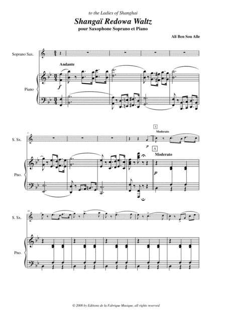 Ali Ben Sou Alle Shanghai Redowa Waltz For Soprano Saxophone And Piano Page 2