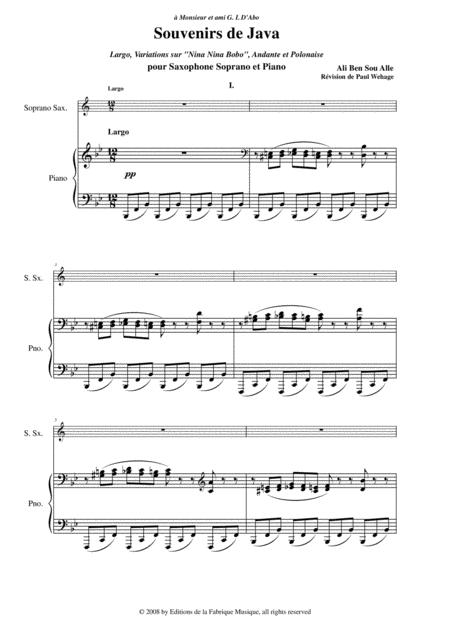 Ali Ben Sou Alle Souvenirs De Java For Soprano Saxophone And Piano Page 2