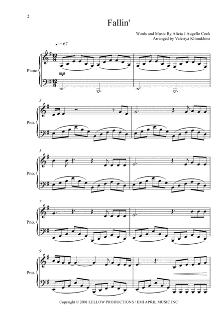 Alicia Keys Fallin For Piano Solo Page 2