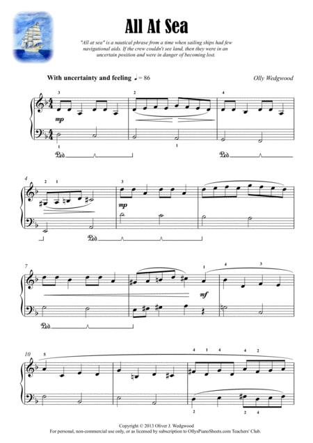 All At Sea Classical Ballad Piano Solo Page 2