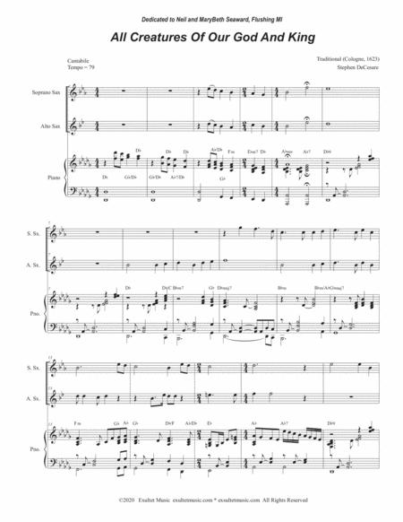 All Creatures Of Our God And King Duet For Soprano And Alto Saxophone Page 2