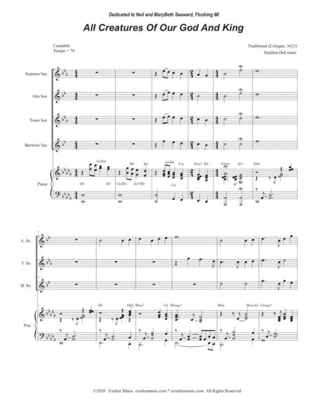 All Creatures Of Our God And King For Saxophone Quartet And Piano Page 2
