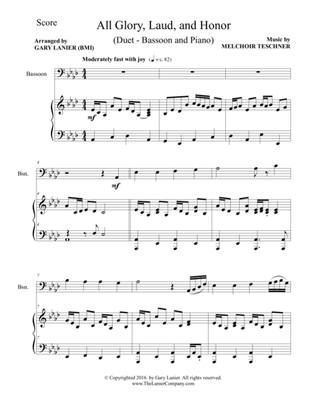 All Glory Laud And Honor Duet Bassoon Piano With Parts Page 2