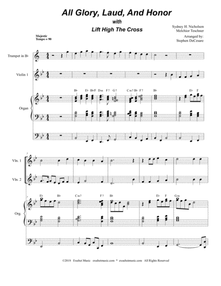 All Glory Laud And Honor With Lift High The Cross For String Quartet Page 2