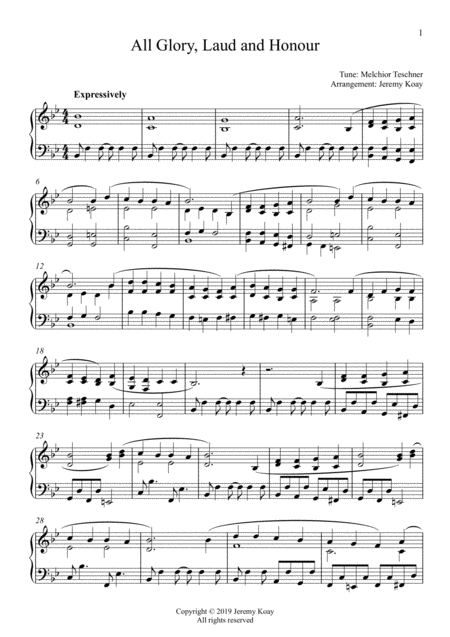 All Glory Laud And Honour Solo Piano Page 2