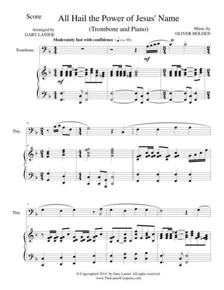 All Hail The Power Of Jesus Name Trombone Piano And Trombone Part Page 2