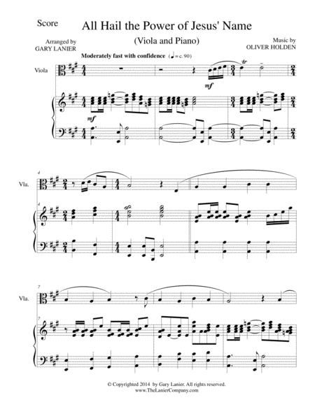 All Hail The Power Of Jesus Name Viola Piano And Viola Part Page 2