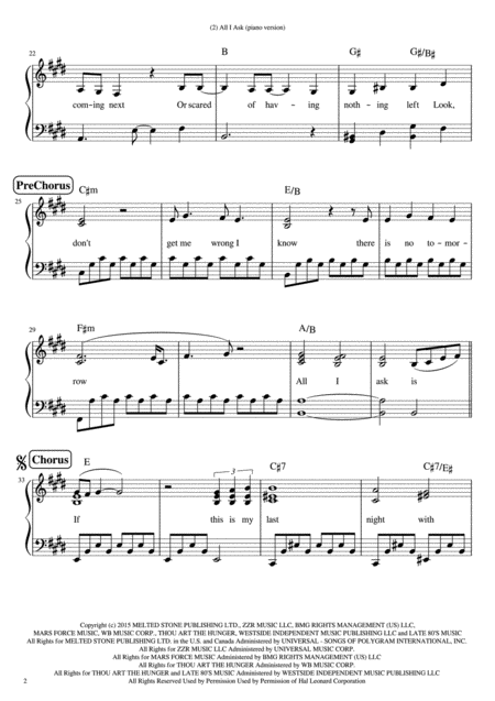 All I Ask Piano Version Page 2