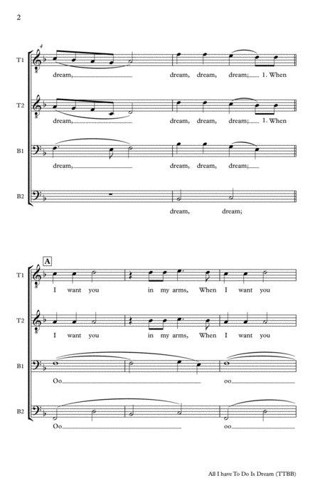 All I Have To Do Is Dream Ttbb A Cappella Page 2