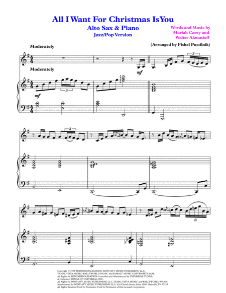 All I Want For Christmas Is You For Alto Sax And Piano Video Page 2