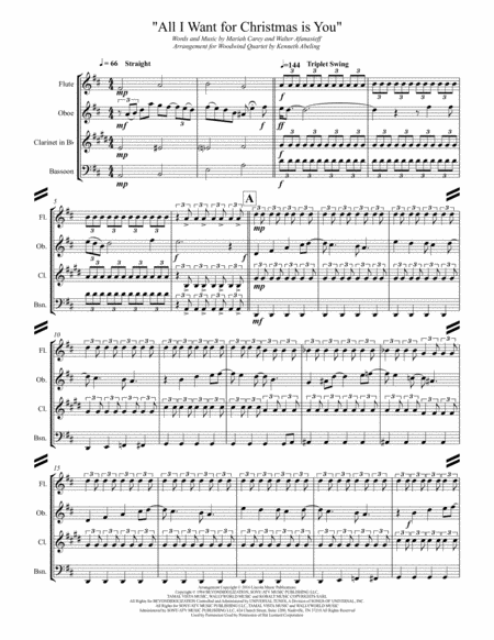 All I Want For Christmas Is You For Woodwind Quartet Page 2