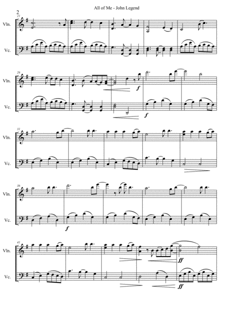 All Of Me John Legend Arranged For String Duet Page 2