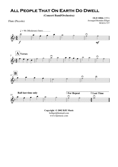 All People On Earth Do Dwell Concert Band Orchestra Score And Parts Pdf Page 2