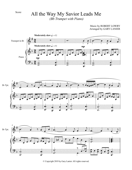 All The Way My Savior Leads Me Bb Trumpet With Piano Score Part Included Page 2