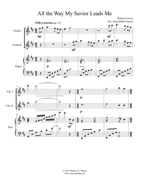 All The Way My Savior Leads Me Violin Duet With Piano Accompaniment Page 2