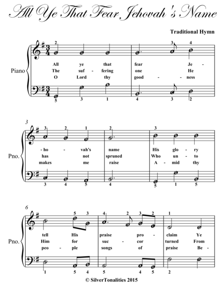 All Ye That Fear Jehovahs Name Easy Piano Sheet Music Page 2