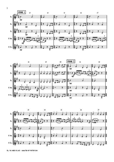 All You Need Is Love Beatles Clarinet Quintet Page 2