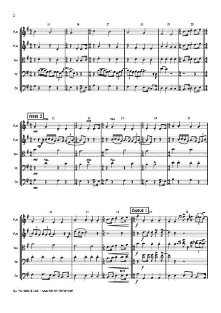 All You Need Is Love Beatles String Quintet Page 2