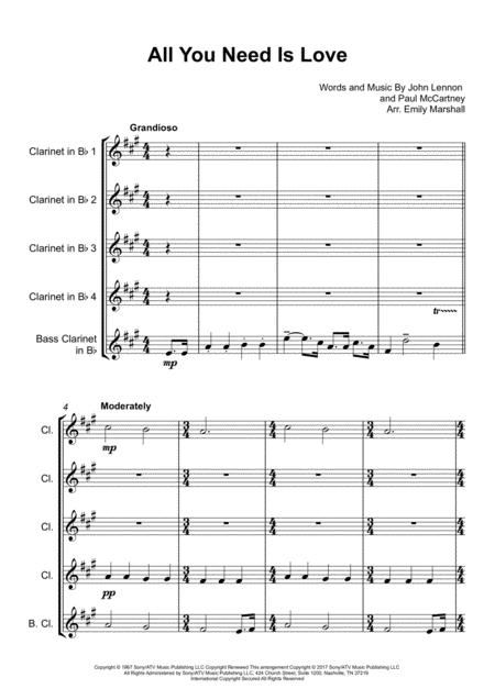 All You Need Is Love The Beatles For Clarinet Quintet Page 2
