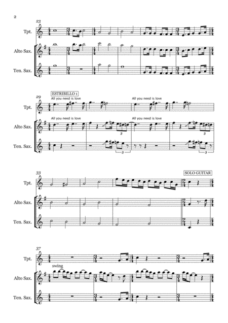 All You Need Is Love Trumpet Alto Tenor Saxophone Page 2