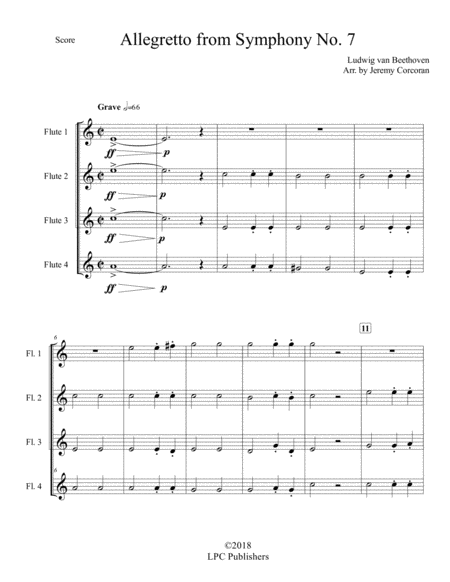 Allegretto From Symphony No 7 For Flute Quartet Page 2