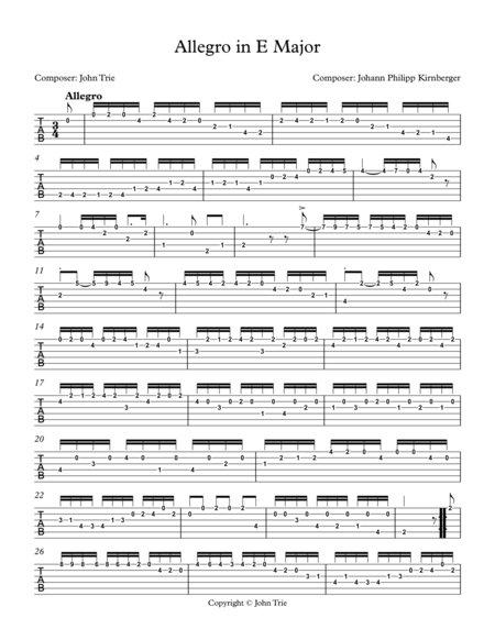 Allegro In E Major Tab Page 2