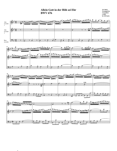 Allein Gott In Der Hh Sei Ehr Bwv 676 Arrangement For 3 Recorders Page 2