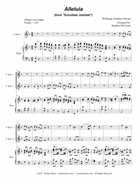 Alleluia From Exsultate Jubilate Duet For C Instruments Page 2