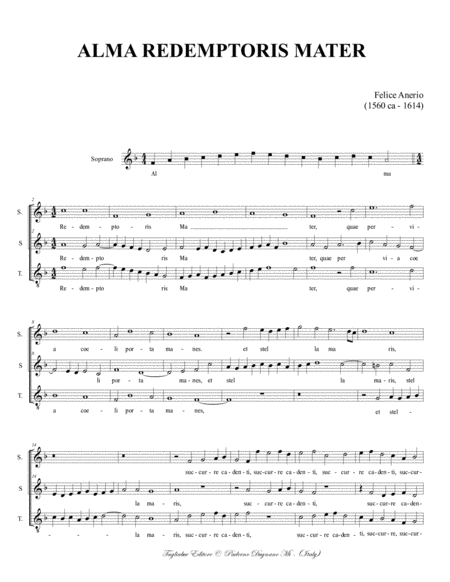 Alma Redemptoris Mater F Anerio For Sst Choir Page 2