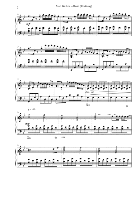 Alone Alan Walker Restrung Piano Cover Page 2