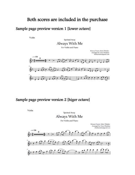 Always With Me For Violin And Piano Available In 2 Octaves Both Included In Score Page 2