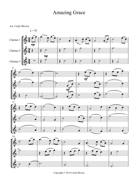 Amazing Grace Arranged For Clarinet Trio Page 2