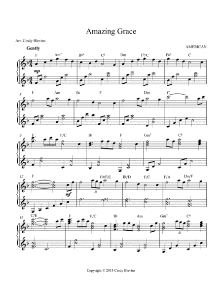 Amazing Grace Arranged For Double Strung Harp Page 2