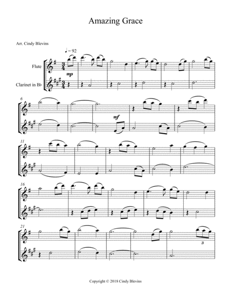 Amazing Grace Arranged For Flute And Clarinet Duet Page 2