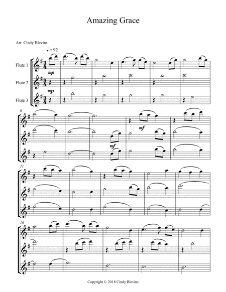Amazing Grace Arranged For Flute Trio Page 2