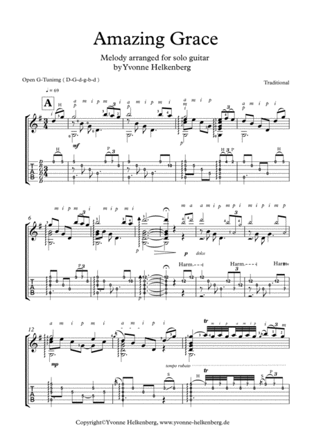 Amazing Grace Arranged For Solo Guitar Page 2