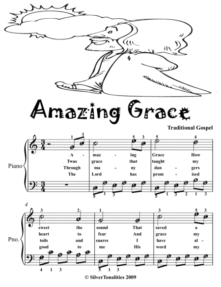 Amazing Grace Easy Piano Sheet Music Tadpole Edition Page 2