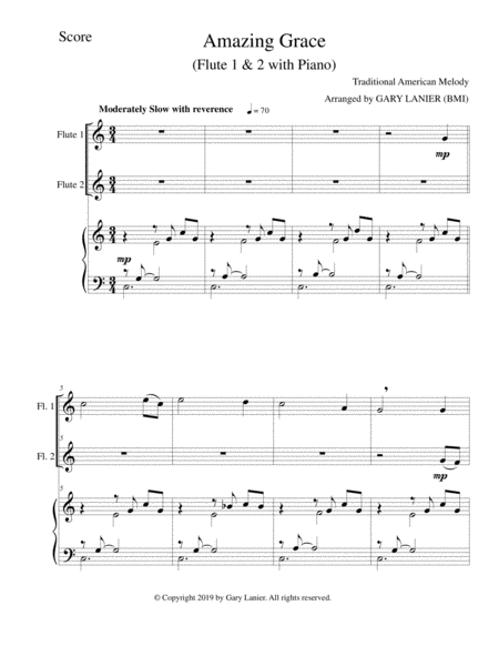 Amazing Grace Flute 1 2 With Piano Score Parts Included Page 2