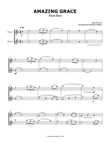 Amazing Grace Flute Duet Three Tonalities Included Page 2