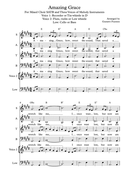 Amazing Grace For Mixed Choir And Melody Instruments Page 2