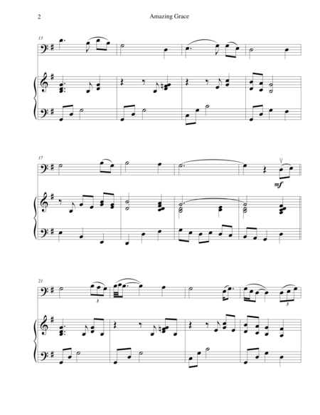 Amazing Grace For String Bass And Piano Page 2