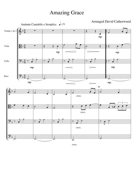 Amazing Grace For String Orchestra Arranged By David Catherwood With Optional Parts For Horn Clarinet Percussion Piano Page 2