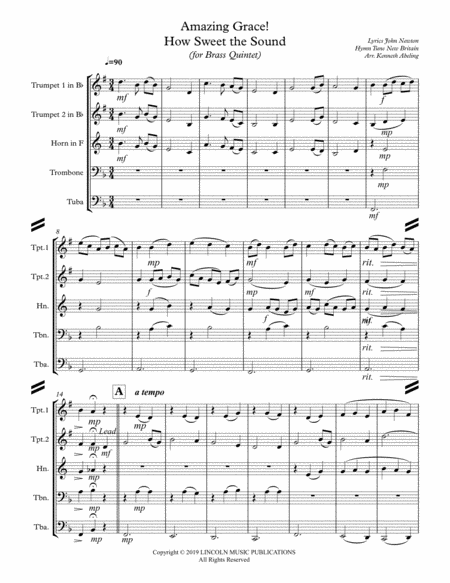 Amazing Grace How Sweet The Sound For Brass Quintet Page 2