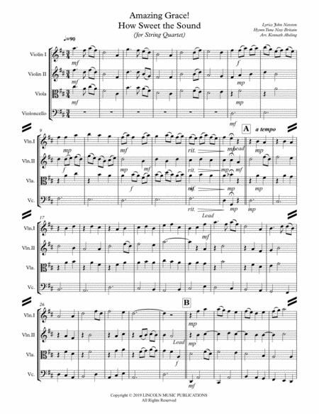 Amazing Grace How Sweet The Sound For String Quartet Page 2