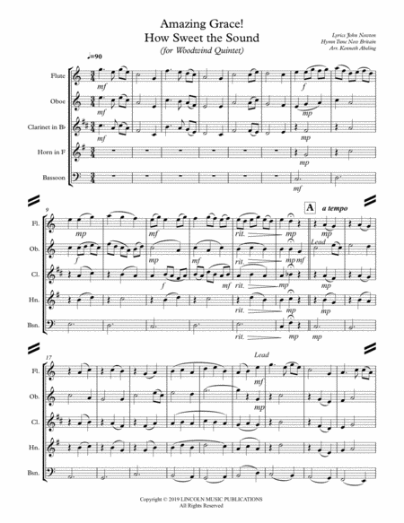 Amazing Grace How Sweet The Sound For Woodwind Quintet Page 2