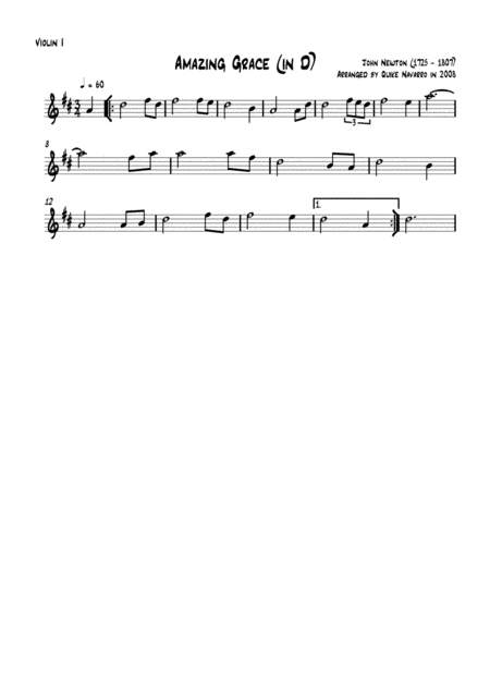 Amazing Grace In D String Quartet Page 2