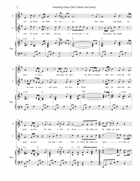 Amazing Grace My Chains Are Gone Duet For Soprano Tenor Solo Page 2