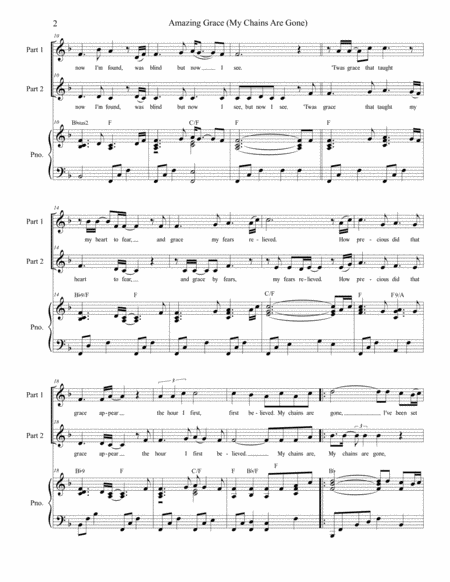 Amazing Grace My Chains Are Gone For 2 Part Choir Page 2