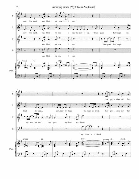 Amazing Grace My Chains Are Gone For Satb Page 2