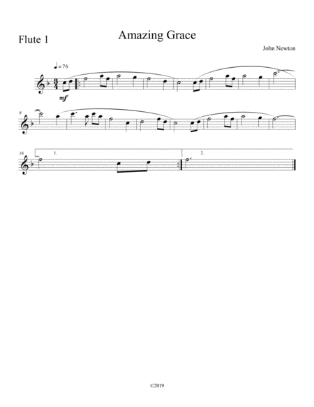 Amazing Grace Solo Flute With Piano Accompaniment Page 2